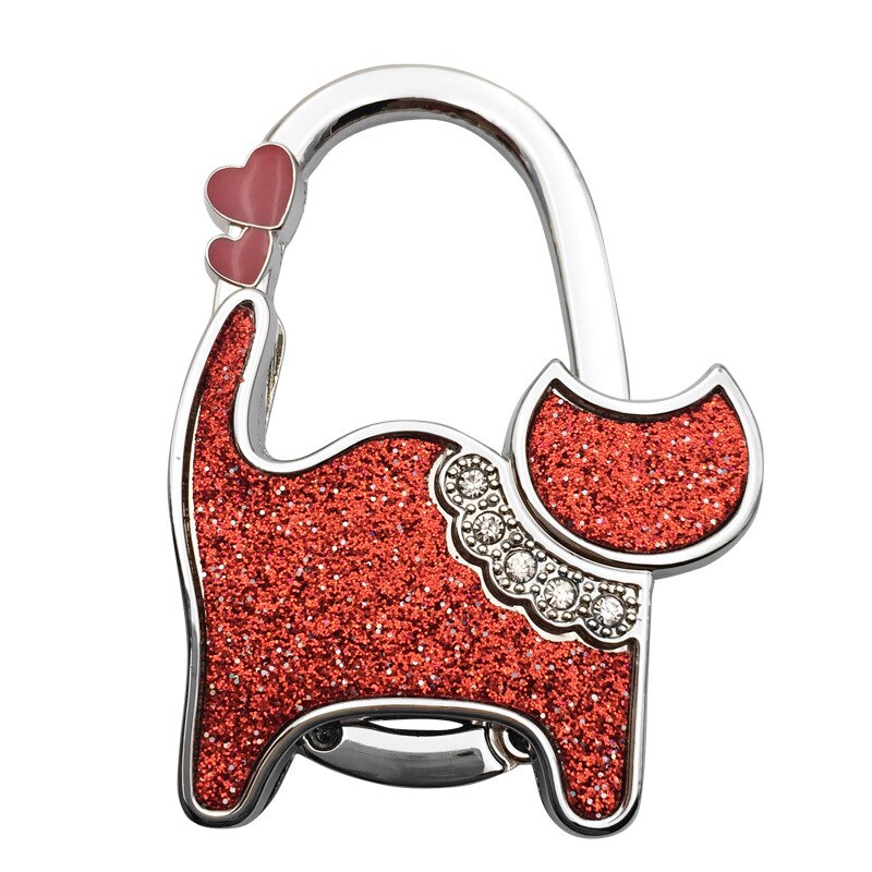 Bolsa monedero plegable Unisex para gatos, con diamantes de imitación, gancho para colgar, Seguro: 0009