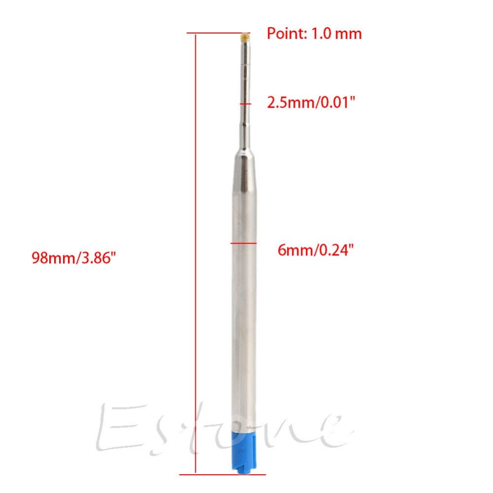 10pcs Standard Style Blue/black Ink 1MM Medium Nib Ball Point Pen Refills