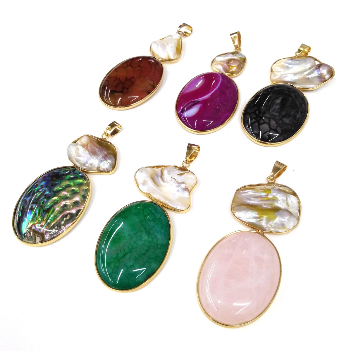 Natural Stone Pendants Multicolor Trendy Agates Pendants Charms for Jewelry Making DIY Necklace Accessories