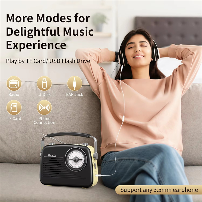 ABNR Multi-Function Radio AM/FM/SW Multi-Band, USB Charging, TF Card Playback, With Antenna, With The Best Reception