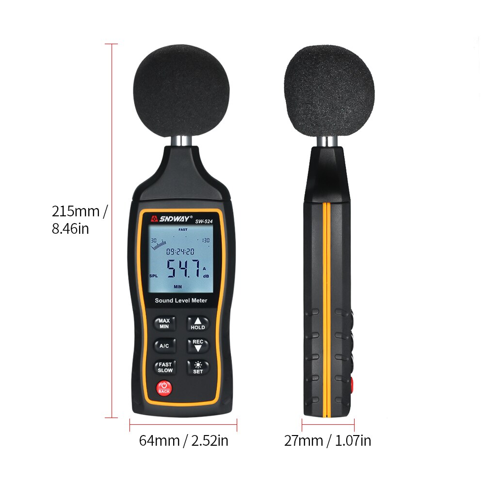 Digital lydniveaumåler digital støjmåler støjvolumen måleinstrument decibel overvågningstester 30-130db datalagring