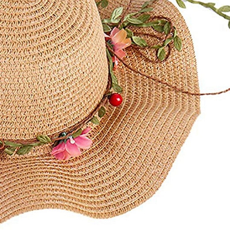 Children Girls Sun Hats Beach Cap Cap Garland Straw Hat Wide Brim Straw Hat Summer Hat