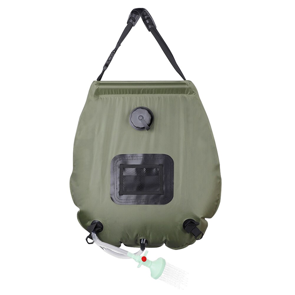 Camping bruser vandtaske udendørs vandreture solvarme 20l taske rejse camping brusebad hydrering taske slange omskiftelig brusehoved