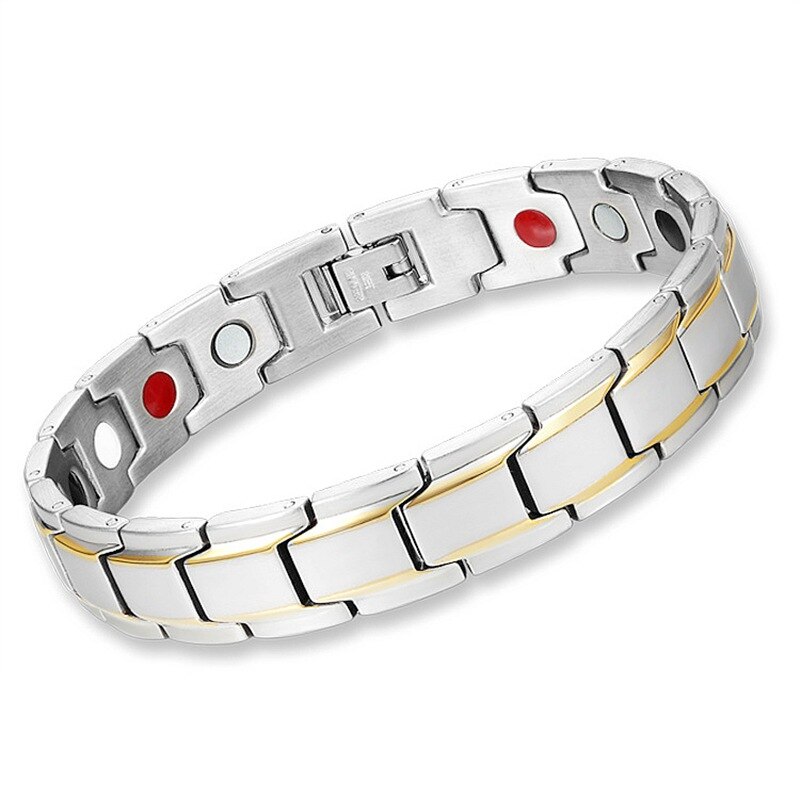 Bracelet bracelet health magnetic therapy anti-fatigue soothing mood metal magnet health bracelet unisex health bracelet: Silver gold