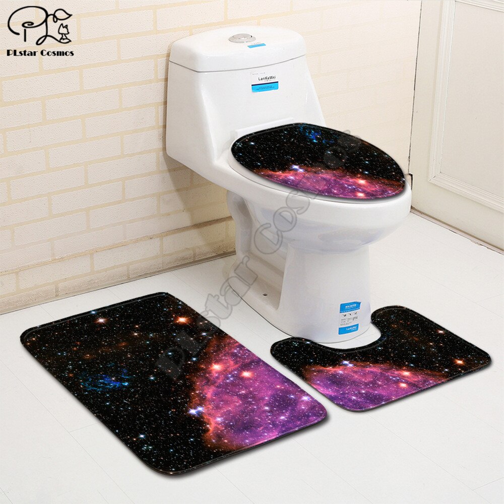 Galaxy Patroon Grappige 3D Gedrukt Badkamer Voetstuk Tapijt Deksel Wc Cover Badmat Set Stijl-3: 1