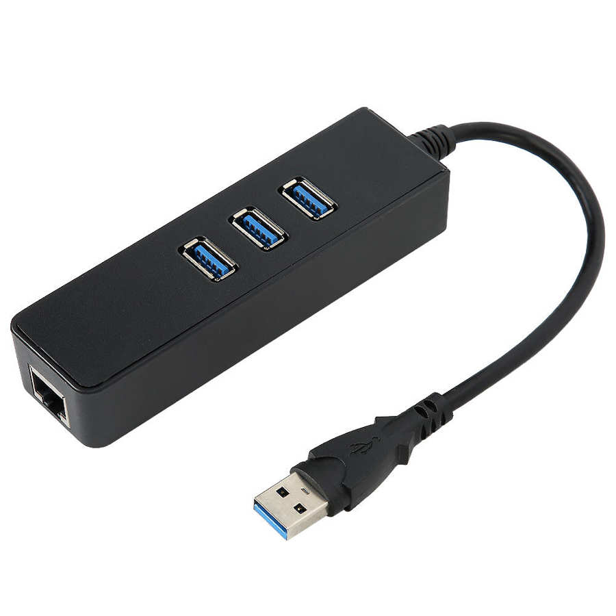 Ethernet Adapter Hub 3-Port USB 3.0 Gigabit Ethernet Lan RJ45 Port 1000Mbps for Windows Network Adapter