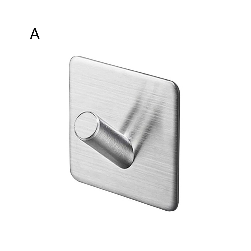 Zelfklevende sleutelhouder, handdoekhouder, opberghaak voor thuis, keuken, badkamer, muur, deurhaak, organizer, accessoires, roestvrij staal: A