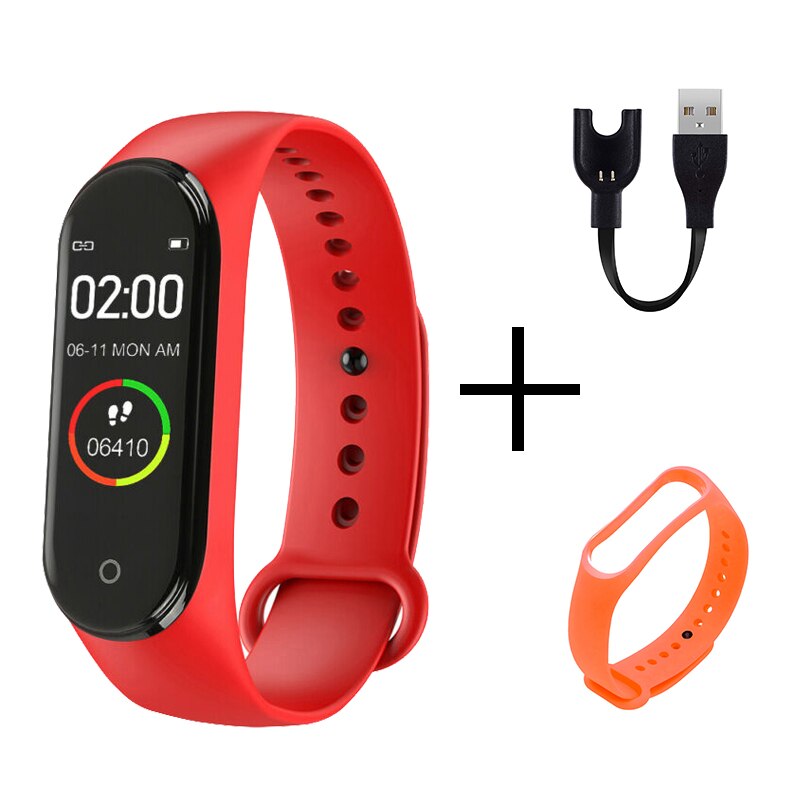 Sport Clever Armbinde Uhr Anruf Vibration Alarm Nachricht drücken Blutdruck Monitor Fitness Tracker Tragbare Digitale Armbanduhr: rot orange