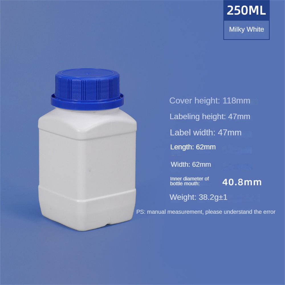 Bouteille en plastique carrée vide avec couvercle, récipient HDPE de alimentaire, shampoing, Lotion, peinture, bouteille rechargeable