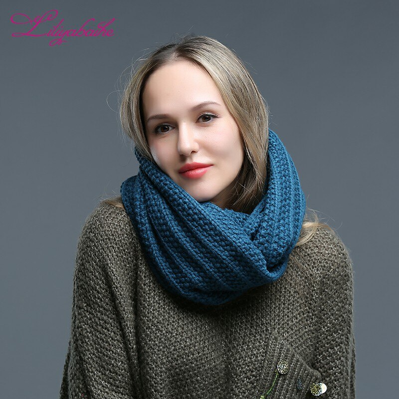 Liliyabaihe Women Winter Scarf Acrylic Knitted Solid Scarf Large and comfortable Shawl Various ways of wearing Scarves: C18