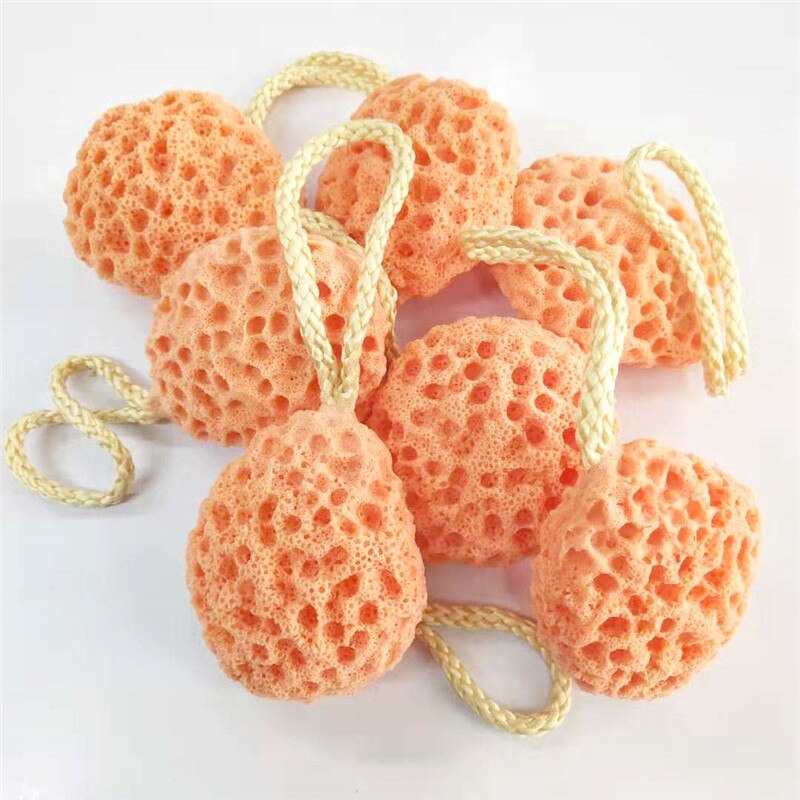 Pelota de baño suave en forma de panal con gotas de agua, esponja para ducha, frotar cuerpo, cepillos de baño para niños y adultos, suministros para Baño: Naranja