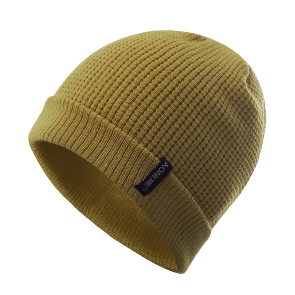 Unisex Solid Color Winter Knitted Beanies Hip-hop Snap Slouch Outdoor Hat Men Women Skiing Warm Cap: NO.4