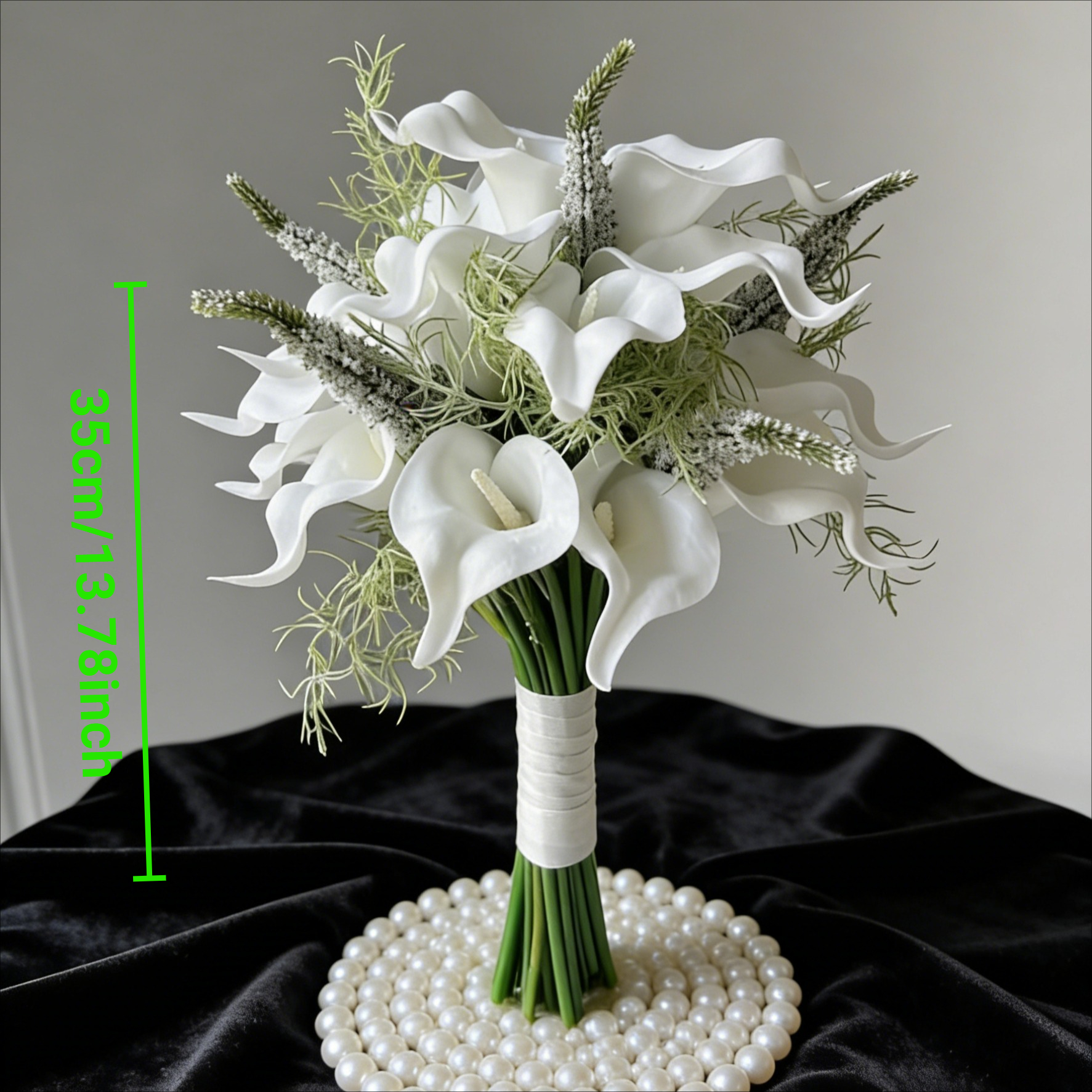 Weiße Calla-Lilien Hochzeitssträuße für sterben Braut, Brautsträuße für Zeremonie, Jubiläum, Hochzeit, Brautparty: Grau