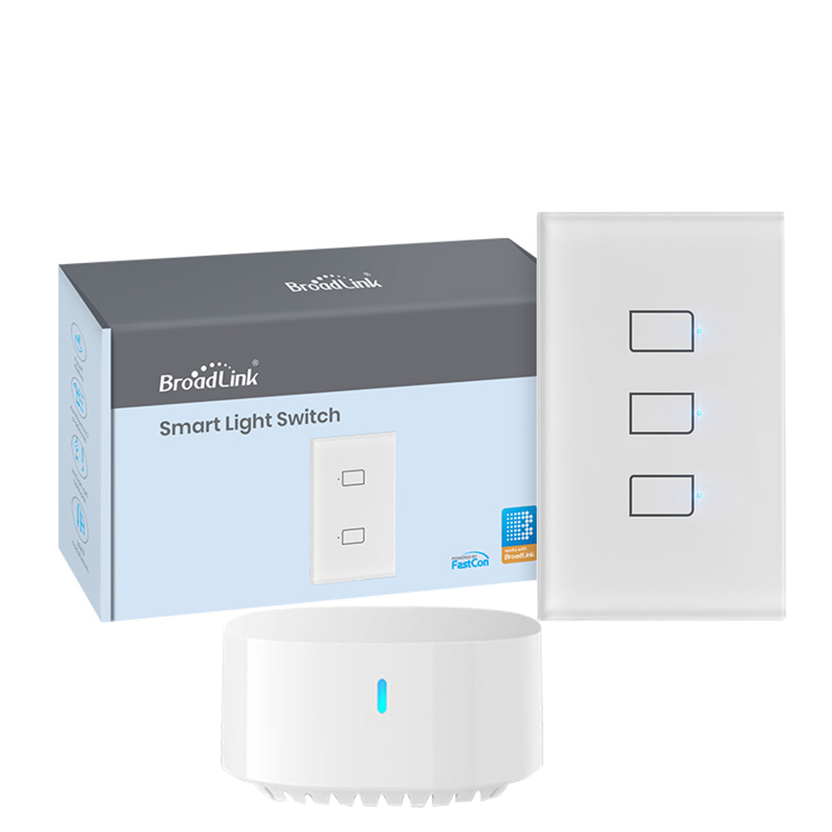 BroadLink TC3 WiFi Touch Switch US 1 2 3 Gang Wall Light Switch Smart Remote Control No Neutral Required Alexa Google Home Voice: US 3G with S3 hub