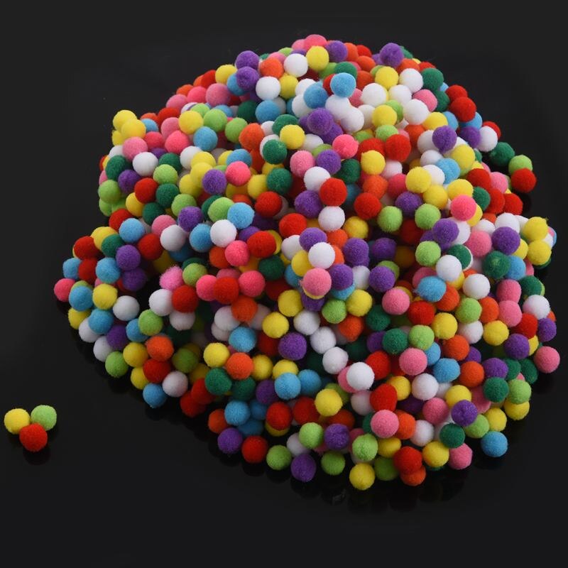 1000 Pcs 10mm Mixed Color Soft Fluffy Pom Poms Pompoms for kids Crafts