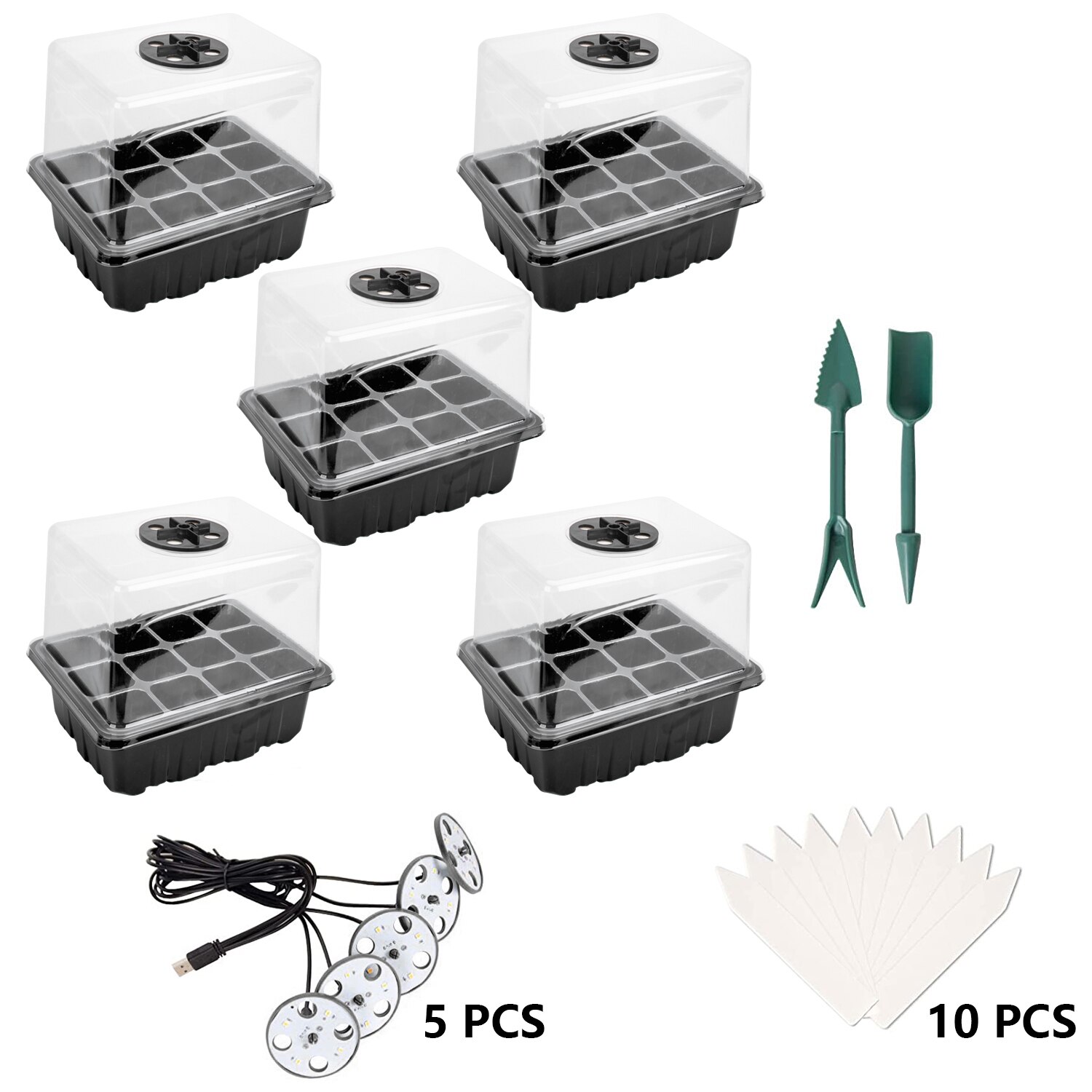 5 -pack startbrickor för växtfrö, startbricka för plantor med odlingsbrickor för odling av lätta växthus med hål 60 celler per bricka: 5 st -3.9 tum