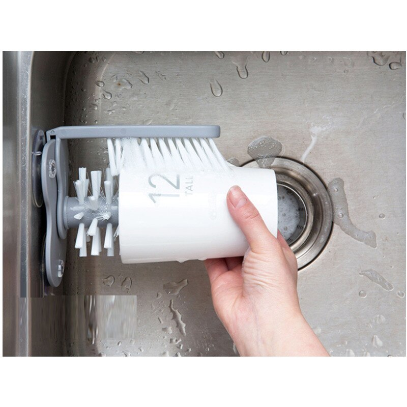 1PC Cup Scrubber Glass Cleaner Bottles Brush Sink Kitchen Accessories 2 in 1 Drink Mug Wine Suction Cleaning Gadgets SW