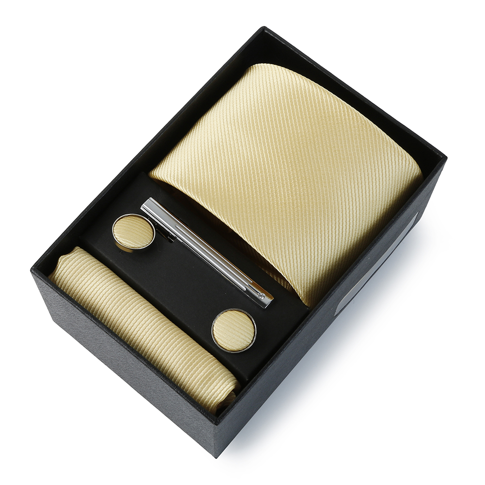 Cravate de mariage pour hommes, couleur unie, en soie, poche carrée, coffret de luxe de styliste pour hommes, accessoire de mariage