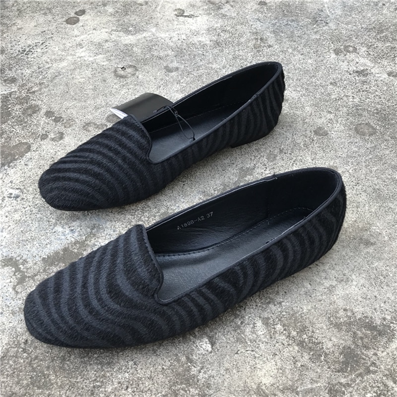 Zwart Lente Platte Schoenen Vrouwen Zebra Print Loafers Comfort Grote Size Gezellige Werk Schoenen Ronde Neus Slip-On dames Oxfords Flats