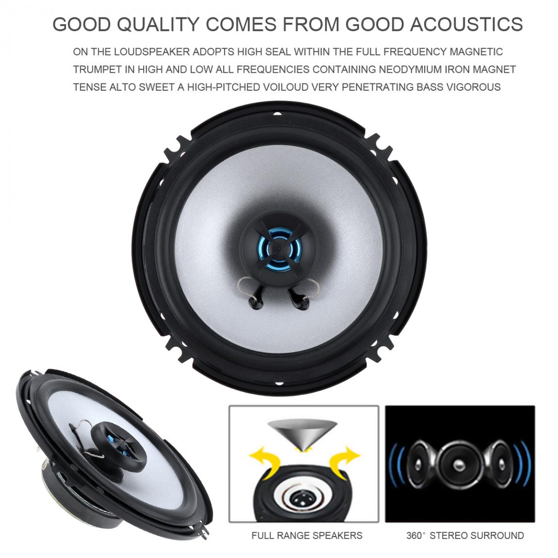 Labo 2 kpl auton bassokaiuttimet 2 tie 100w kaiutin 6.5 tuuman auton hifi koaksiaalikaiutin täyden taajuuden kaiuttimet autostereoille