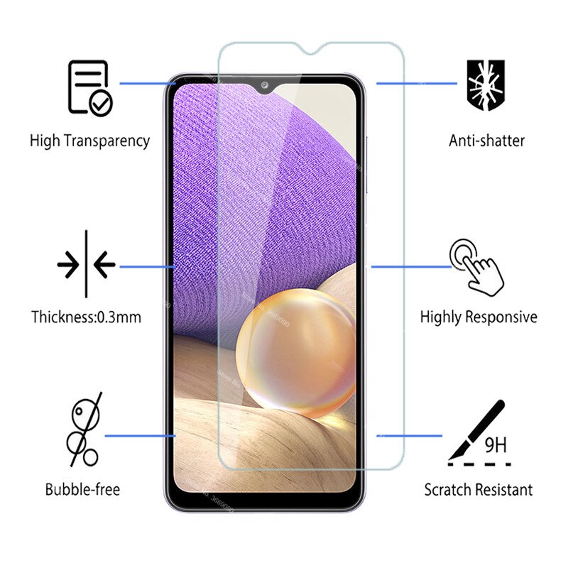 Vidrio protector para samsung a32, funda de vidrio templado para teléfono samsung galaxy a32 a 32 5g, sm-a325f/dsn de 6,5 pulgadas, 2 uds.