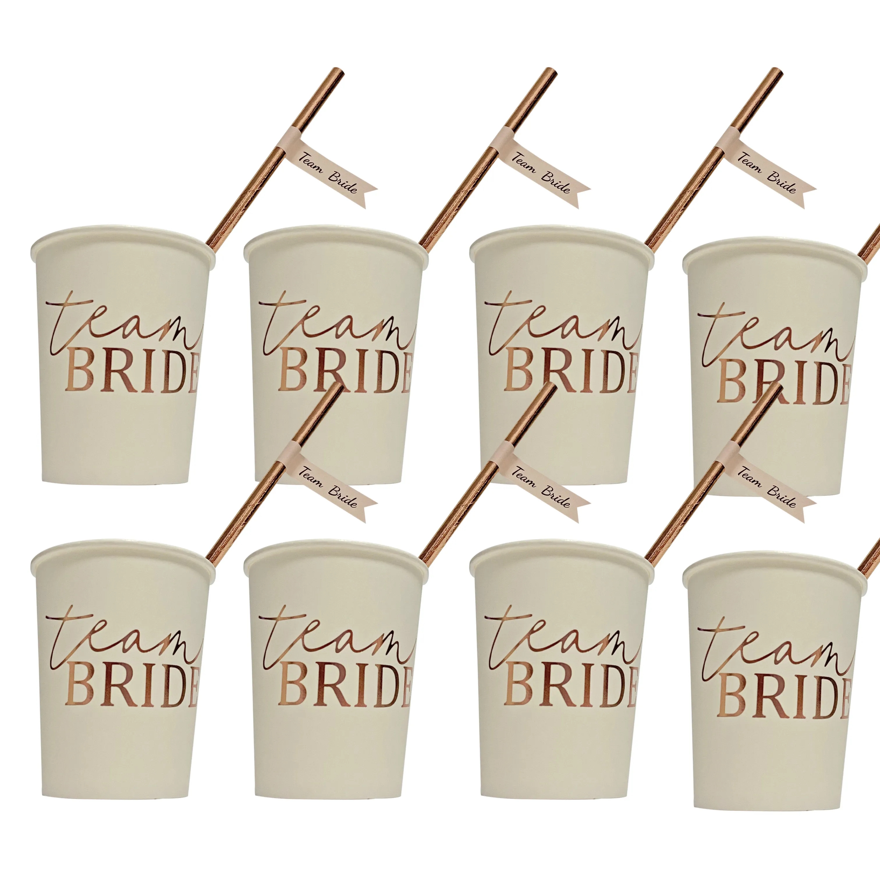 Rose Gold Team Bride Cup Bachelorette Party Team Bride Straws Hen Night Wedding Party Decoration Supplies