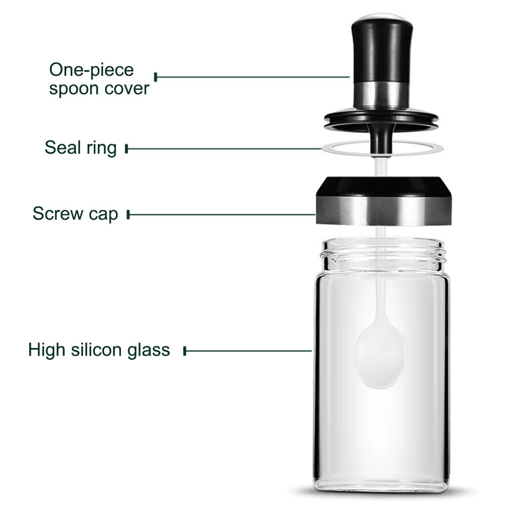 Glas Gewürz Flasche Salz Lagerung Kasten Gewürz Glas Küche Liefert mit Löffel Pinsel Feuchtigkeits Staubdicht Gewürz Lagerung Flasche