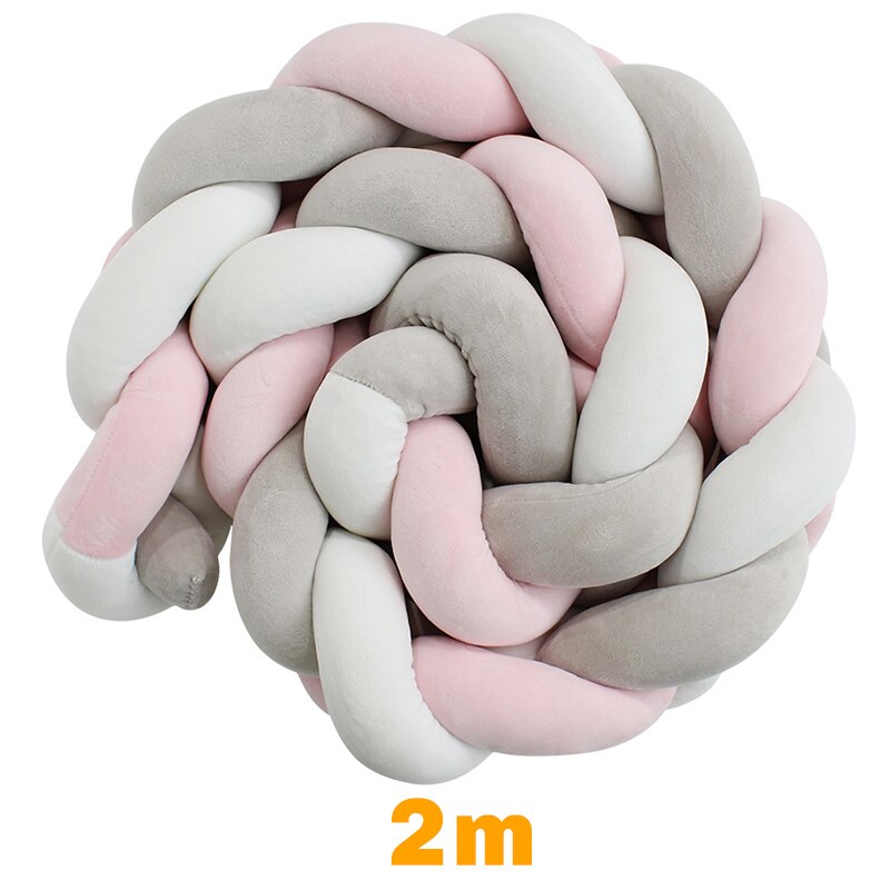 200 cm Lengte Baby Bed Bumper Pure Kleur Weven Pluche Babybedje Protector Voor Pasgeborenen Baby Kamer Decoratie