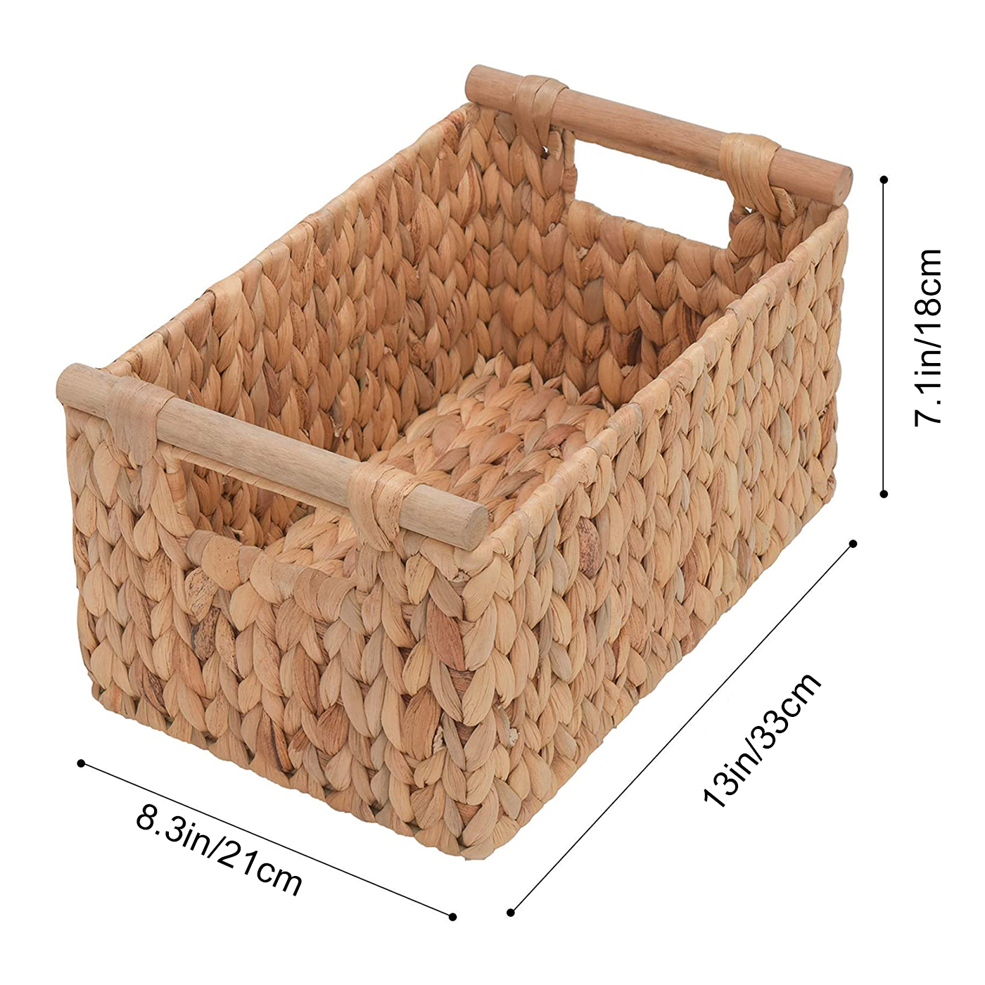 Bathroom Accessories Organizer Storage Baskets Water Hyacinth Cosmetic Makeup Wicker Wooden Handles Hand-Woven Kitchen Organizer: Hyacinth Wood