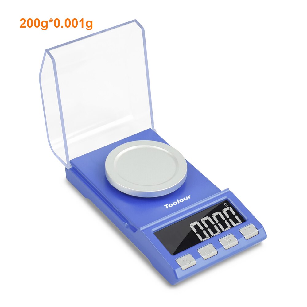 Toolour100g/50gX0.001g Mini balanza de precisión para joyería Pantalla LCD portátil Escala de peso de carga USB para el laboratorio de medicina electrónica: 8068B-200G