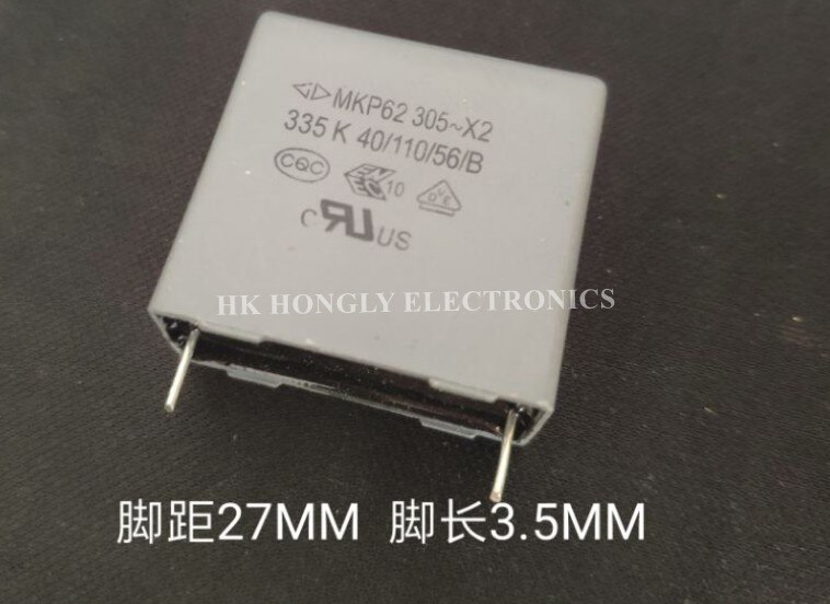 20 piezas MKP62 275V X2 474K 684K 105K 155K 225K 335K 0,47 UF 0,68 UF 1UF 1,5 UF 2,2 UF 3,3 UF 275VAC P = 27mm Condensador de película: 275V 335K 3.3UF