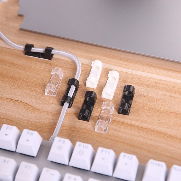 20pcs 3*1cm ABS Cable Winder Home Office Organizer Wire Storage Charger Cable Holder Clips Stationery Desk Set Supplies