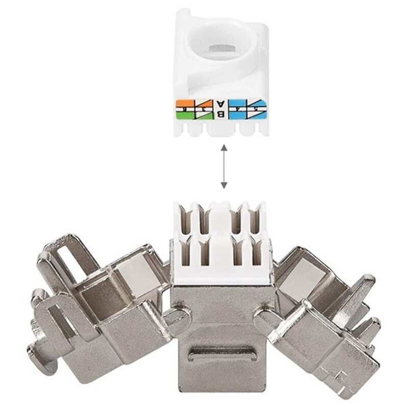 Network Cat6A Toolless Keystone Jack Module Full Shielded RJ45 Socket to LSA Toolfree Termination
