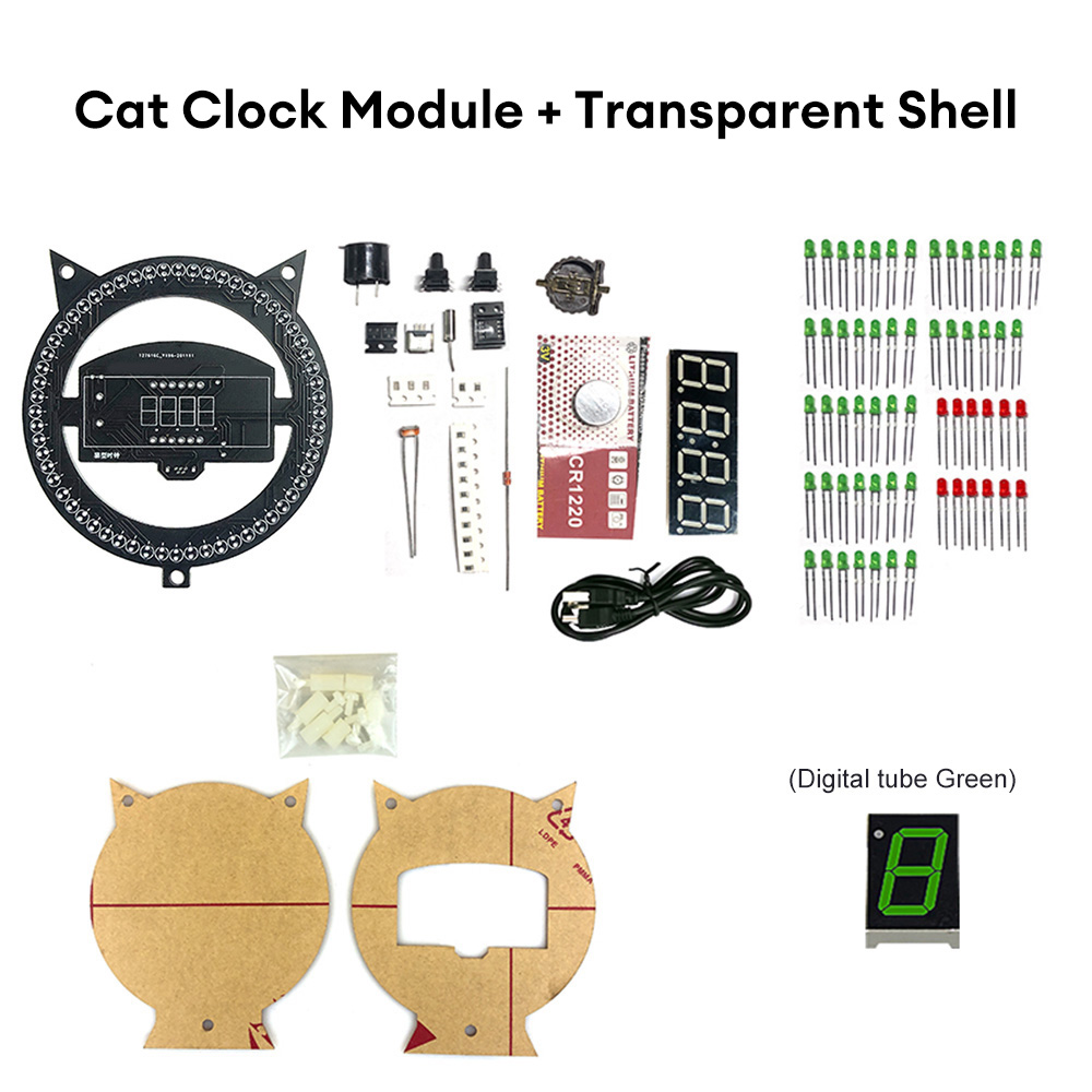 LED Fun Réveil DIY Électronique À Souder Kit Multi-fonction Horloge Lumière Contrôle Température Assemblée Kit De Soudage: Grey