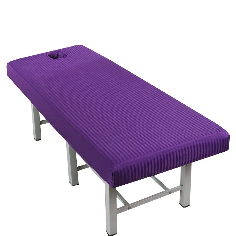 Gestreepte Massage Tafel Bed Hoeslaken Elastische Volledige Cover Rubber Band Massage Spa Bed Cover Met Gezicht Gat 4 maten