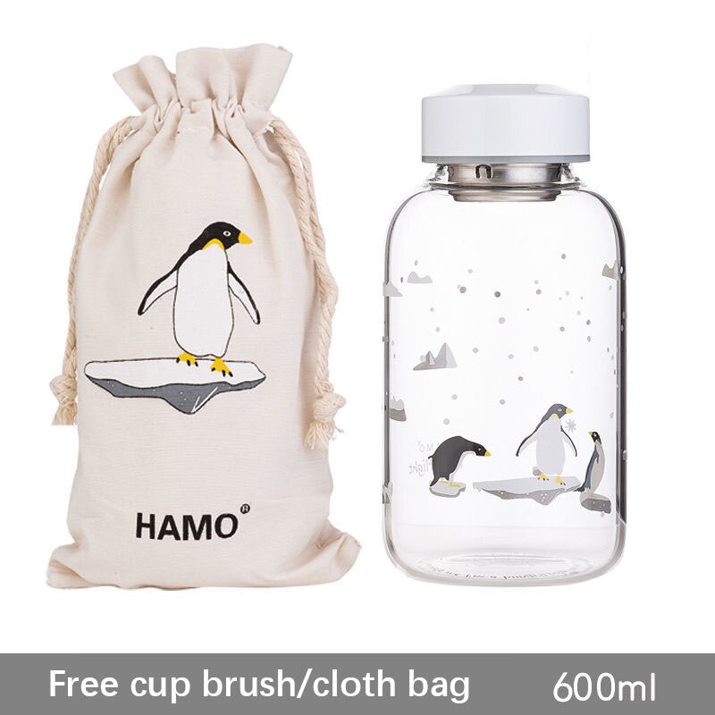 1000ml glazen waterflessen met filter, oceaan walvis zeehond met hoes, sportflessen, kampeerfles, tour drinkgerei borstel: Zakdeksel met filter 3