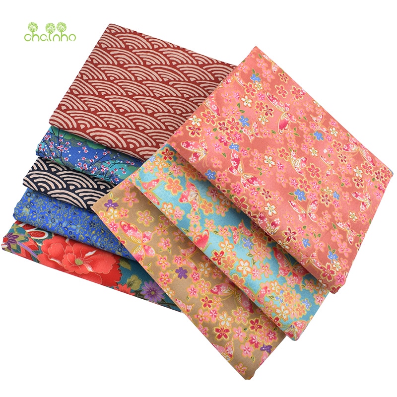 8 Stks/partij, Twill Katoen Stof Patchwork Bronzing Tissue Doek Fat Quarter Bundel Van Handgemaakte Diy Quilten Naaien Textiel Materiaal