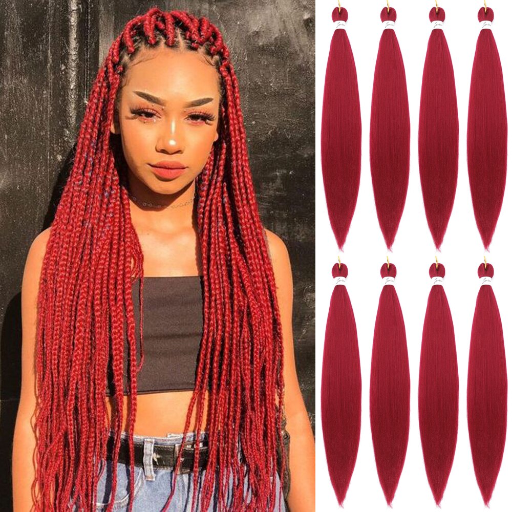 X-TRESS Pre Stretched Braiding Hair Long Braid 30 Inch 8 Packs Hair Extensions Synthetic Fiber Crochet Twist Braids: Red