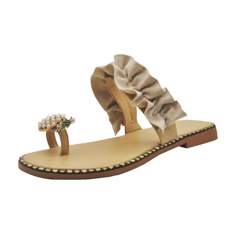Grande taille 42 femmes sandales d'été bascule bohême ananas chaussures de plage unique doigt confort en plein air pantoufles sauvages pour les filles