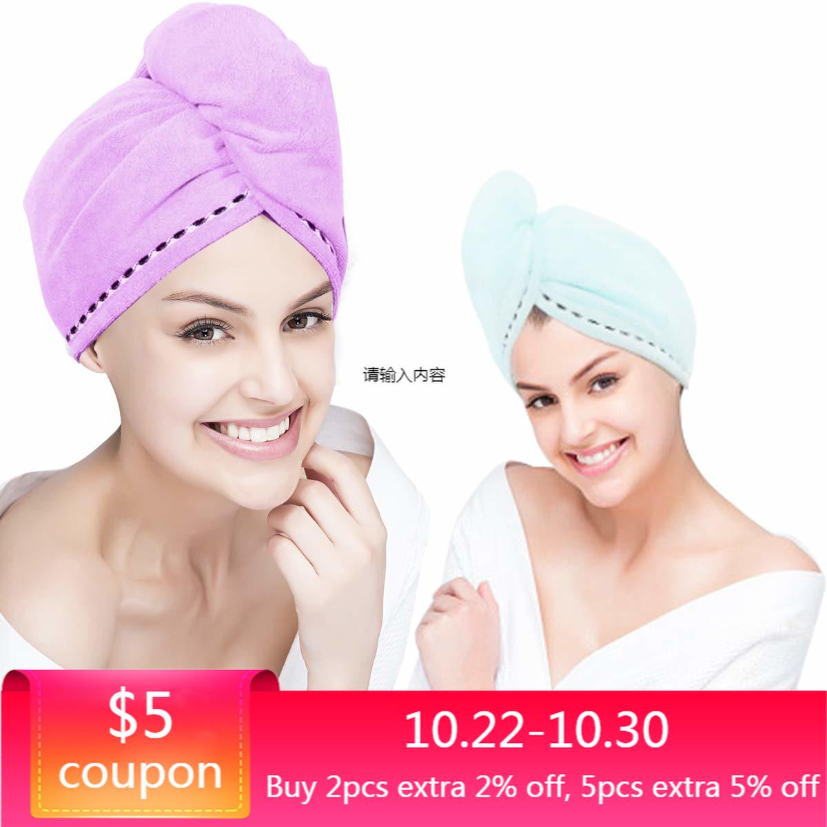 Toalla de microfibra para el cabello, turbante de secado rápido superabsorbente, rizado, largo y grueso, gorro de baño, envolturas de secado