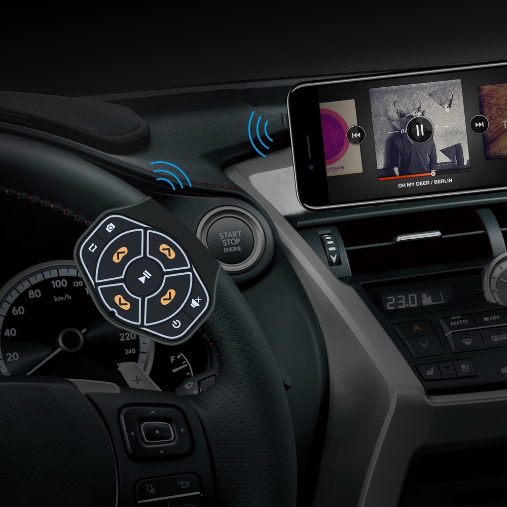 Trådløs bluetooth styring bilhjul fjernbetjening kontrol siri fjernbetjening kamera support til ios android