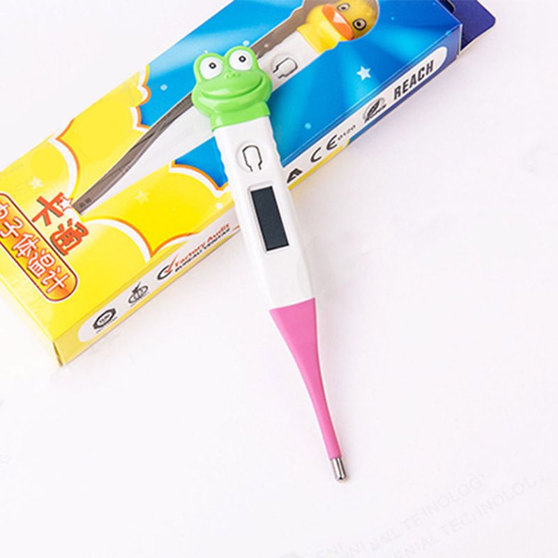 Cartoon Digitale Thermometer Oksel Lcd Memory Recall Flexibele Tips Temperatuur Meting Voor Kind Volwassen Body