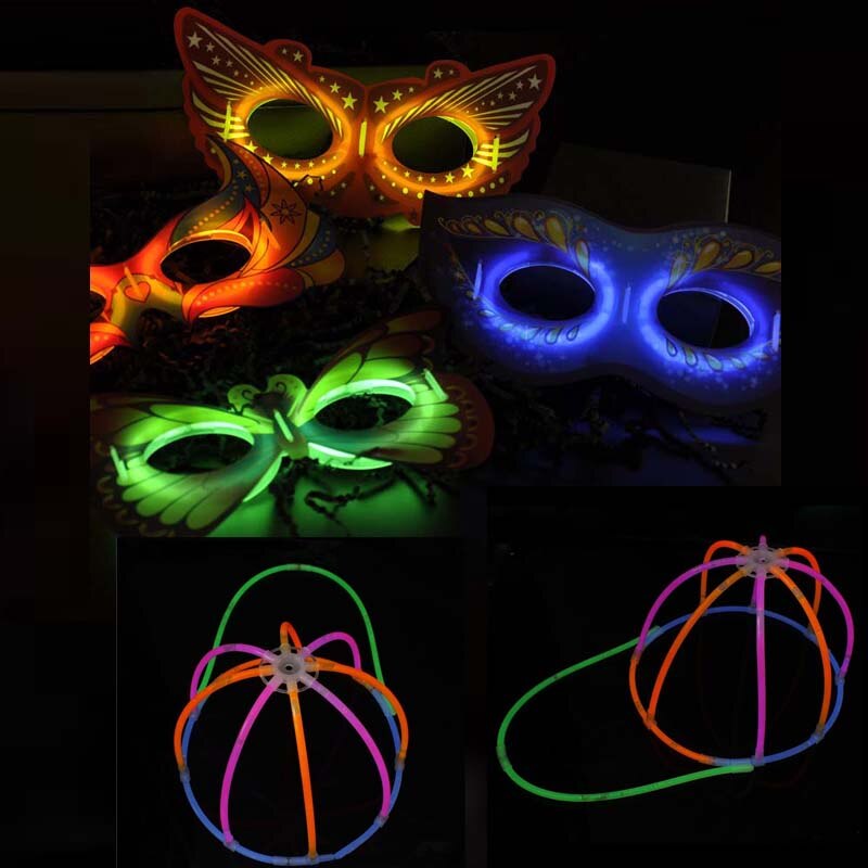 Colorful Glow Sticks Hat Eye Mask Children Adults Fluorescent Sticks Connector Accessories Hats Rave Glow Party Supplies