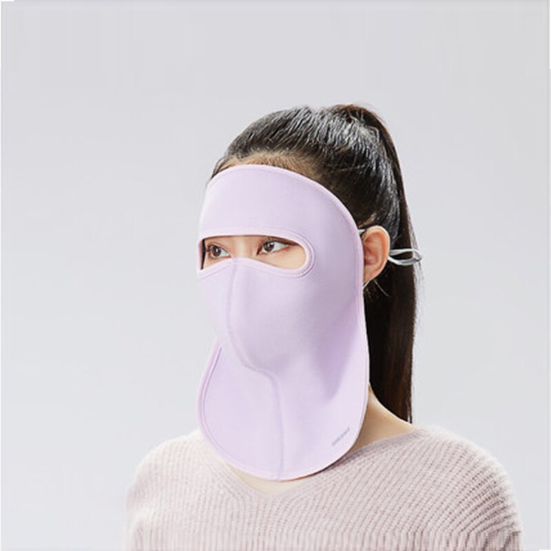 Ohsunny Winter Windproof Full Face Mask With Neck Protection Solid Color Tenel Soft Keep Warm Sunscreen Facemask For Cycling: Light Purple