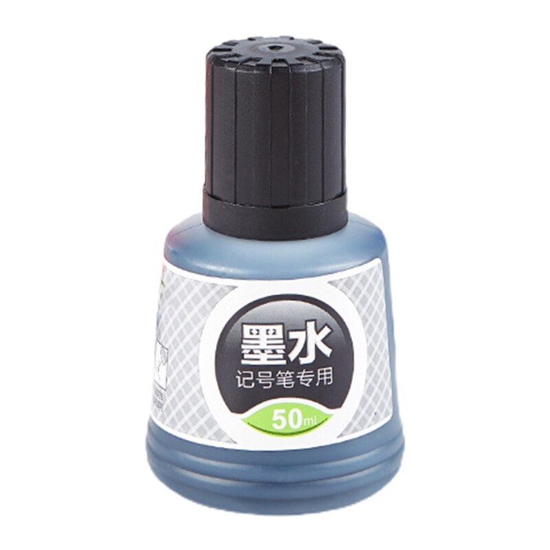 Botella de tinta para pizarra blanca, bolígrafo de pizarra negra, roja y azul, marcador Tinte, 50ML, No tóxico, MOB, 1 botella: Black