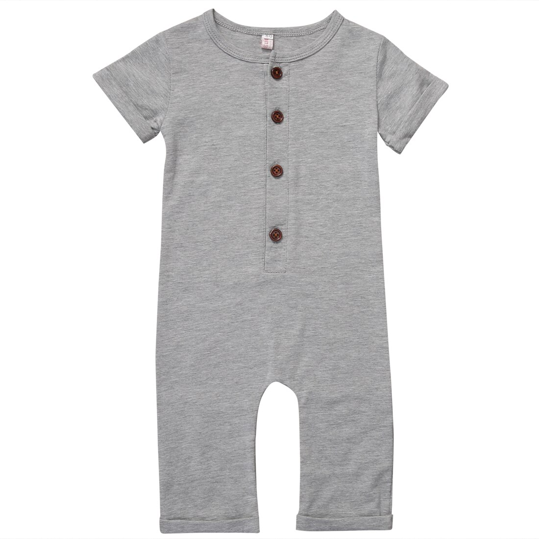 Pudcoco Newborn Toddler Baby Boy Girl Romper Solid Jumpsuit Clothes Outfits 0-24M SS: Gray / 6M