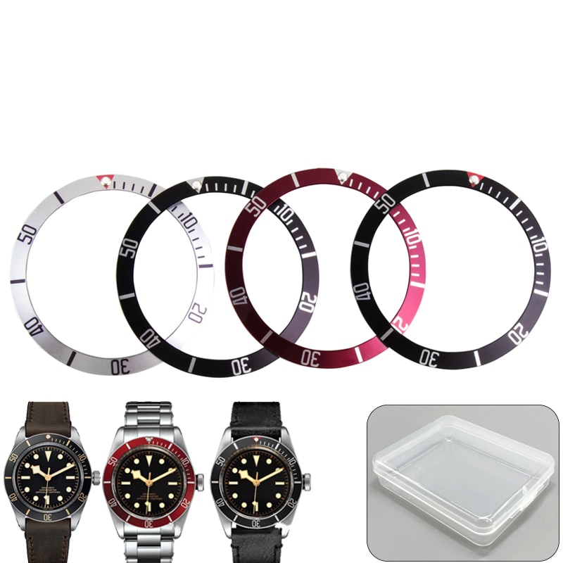 39.8Mm Zwart Blauw Rood Zilver Aluminium Bezel Insert Voor 41Mm Wijzerplaat Voor Zwarte Bay Erfgoed Horloge Gezicht Horloge vervanging Accessoires