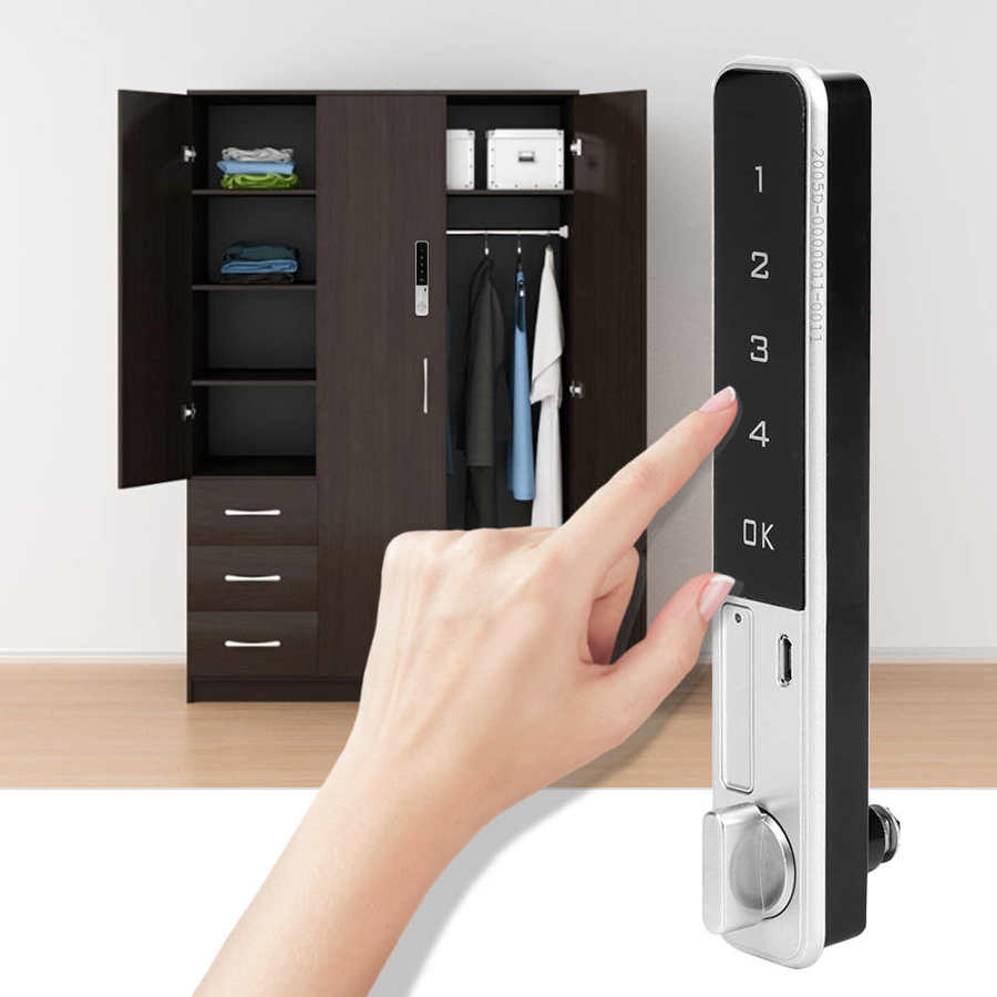 Cerradura electrónica inteligente con pantalla táctil, dispositivo de bloqueo de contraseña con teclado táctil y perno plano, de seguridad, para armario