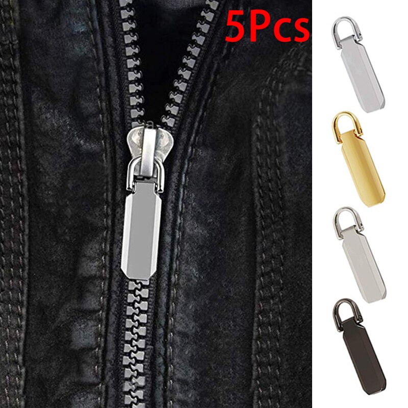 5pcs Detachable 3# 5# Metal Zipper Pullers for Zipper Sliders Head Zippers Repair Kits Zipper Pull Tab DIY Accessories