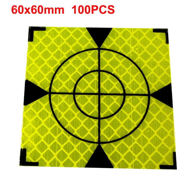 100 stks Maat 60mm 20 30 40 50 80 Reflector Vel Voor Total Station Survey Aardrijkskunde Fluorescerende Groene Driehoek reflecterende Sticker: Rood
